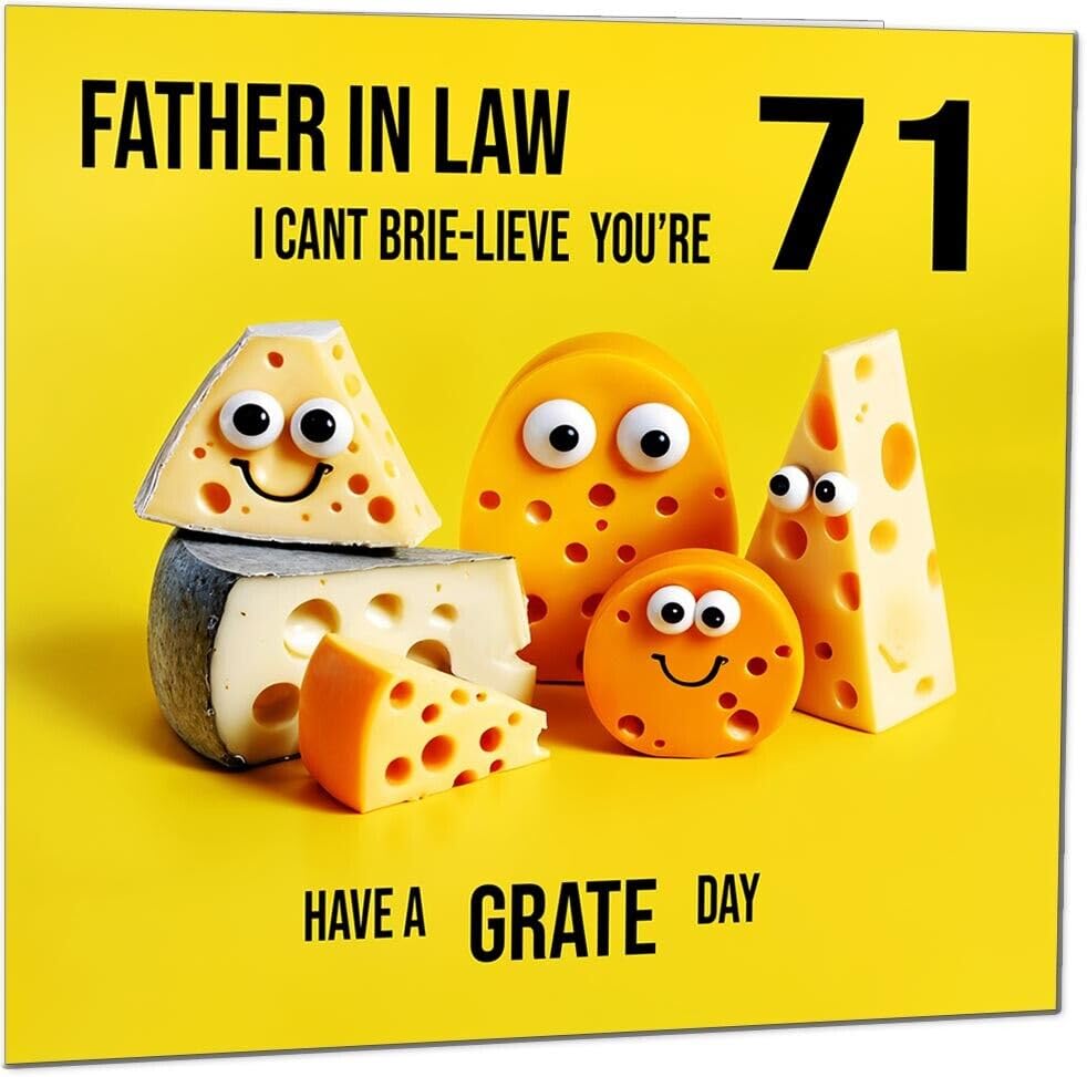 Father in Law funny Birthday Card - Cheese Pun Funny Father in Laws