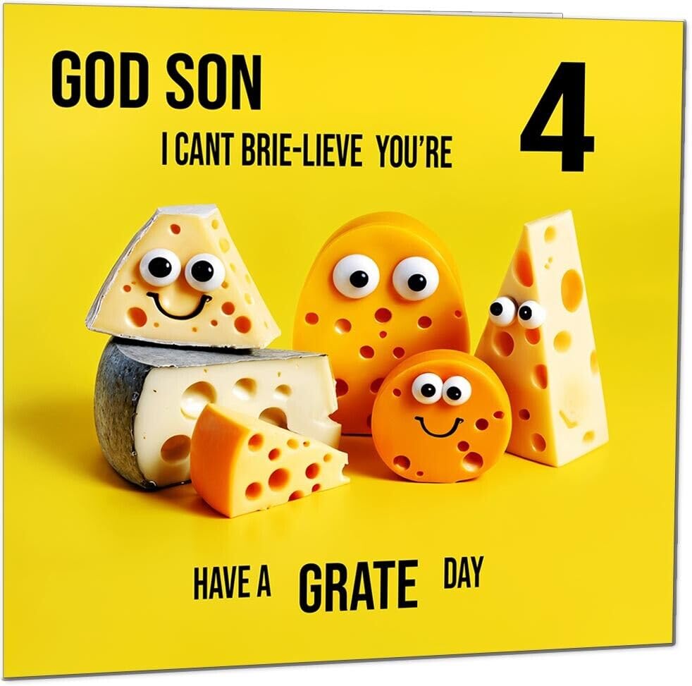 God Son Birthday Card - Cheese Pun Funny God Son's