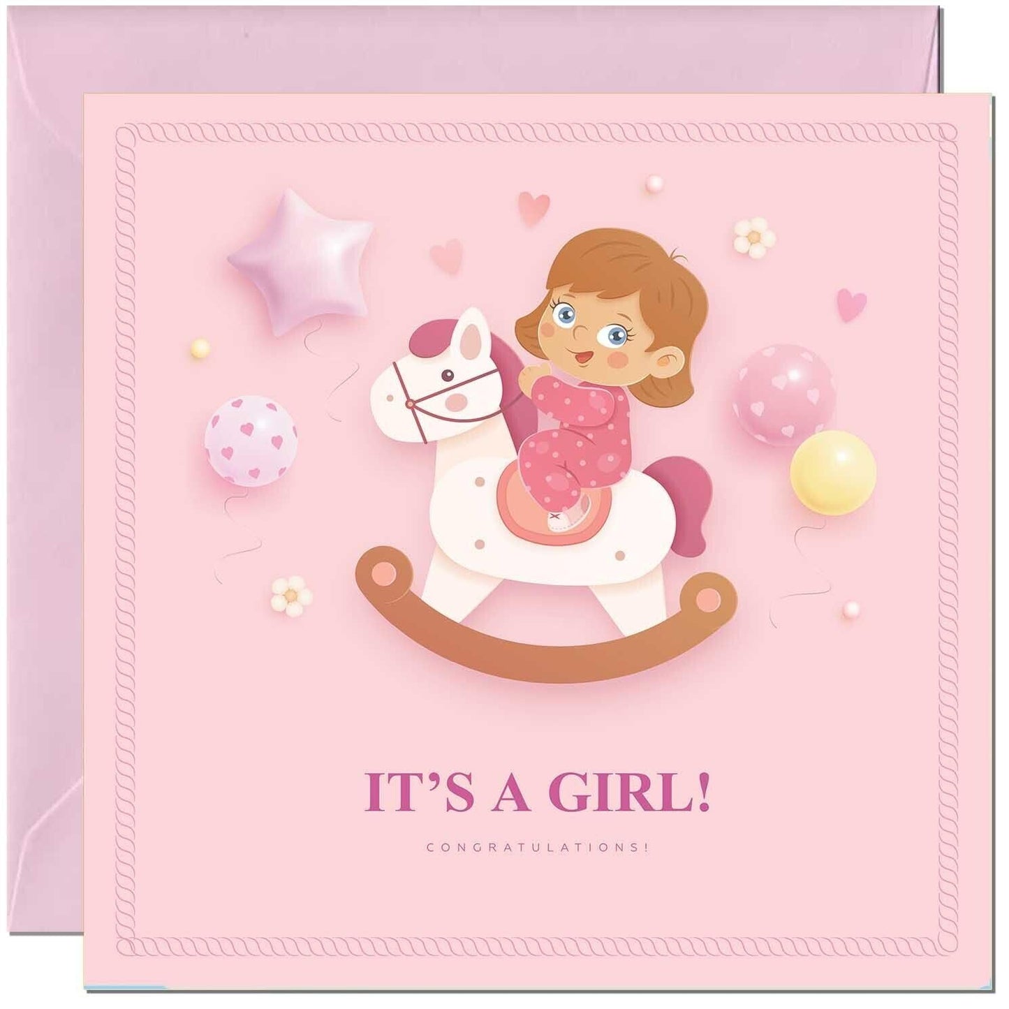 Congratulations It's a Girl - New Baby Greeting Card Baby Shower 145mm x 145mm