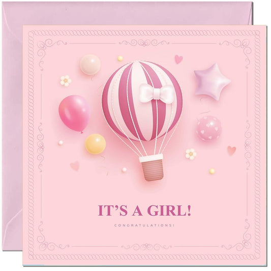 It's a Girl - New Baby Greeting Card Congratulations Baby Shower 145mm x 145mm