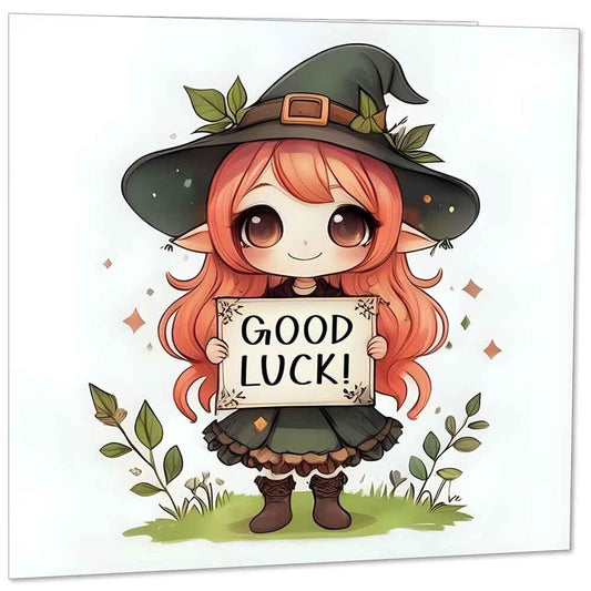 Good Luck Card - Cute Anime New Job Card, Co worker leaving card 145x145mm