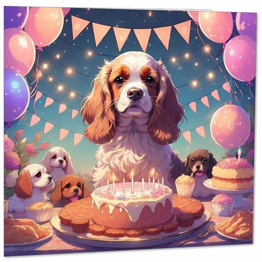 Cocker Spaniel Birthday Card - Cocker Spaniel bday Card - 145mm x 145mm