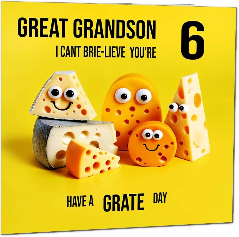Great Grandson Birthday Card - Cheese Pun Funny Great Grandson