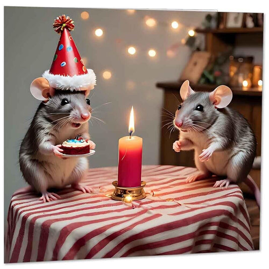 Rat Birthday Card Cute Rats - 145 x 145mm