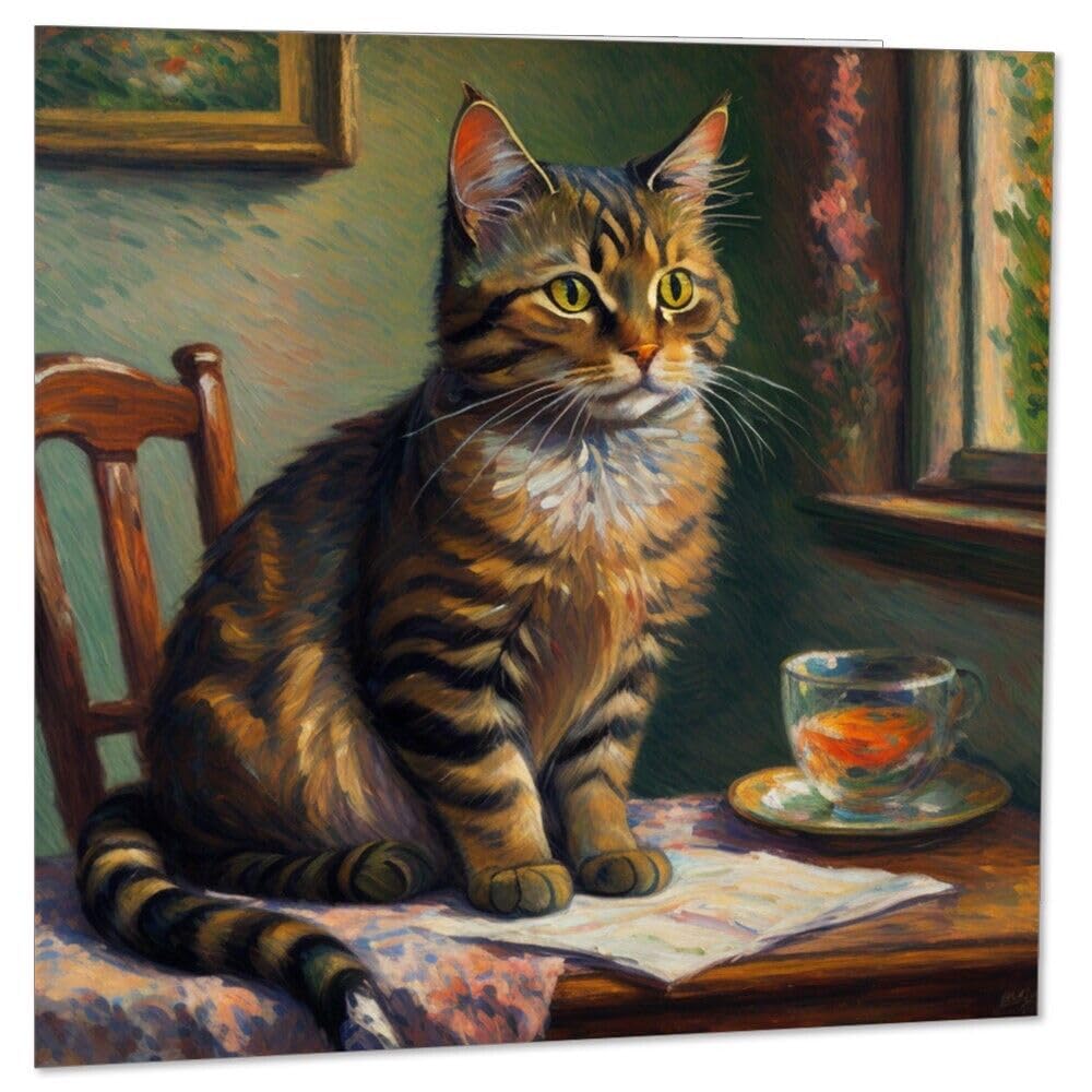 Cat Greeting Card Cat Painting illustration 145mm x 145mm