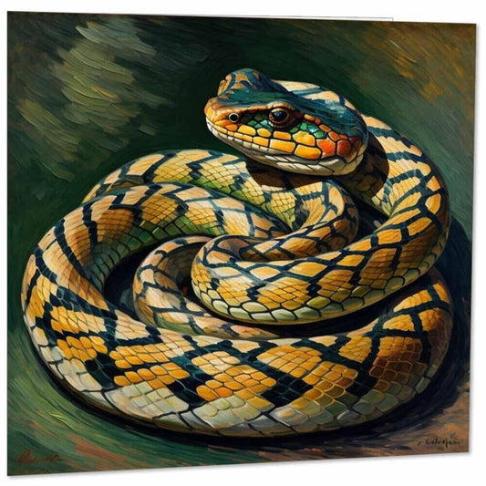 Snake Greeting Card Impressionist Art 145mm x 145mm