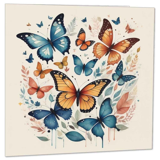 Butterfly Greeting Card Watercolour Butterflies 145 x 145mm