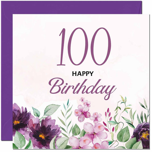 Birthday Card for Men women - Purple Floral