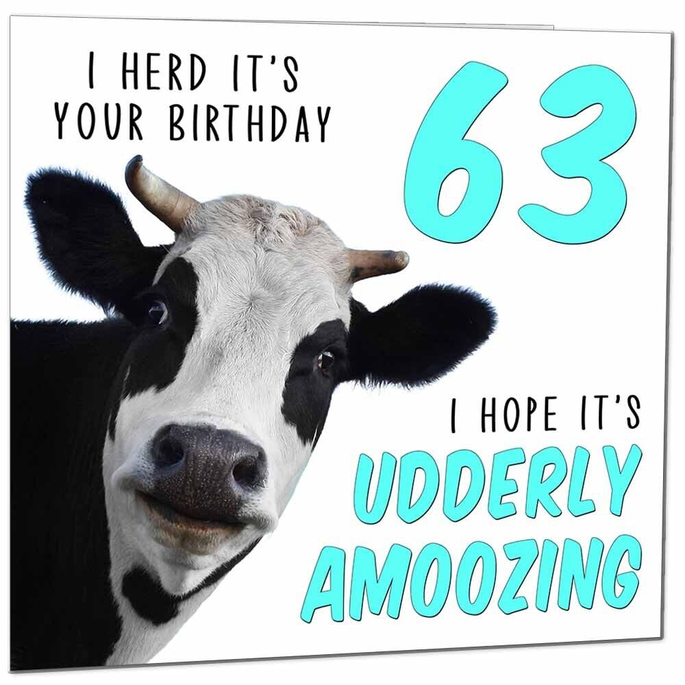 Birthday Card for Men Women Cow Pun Funny