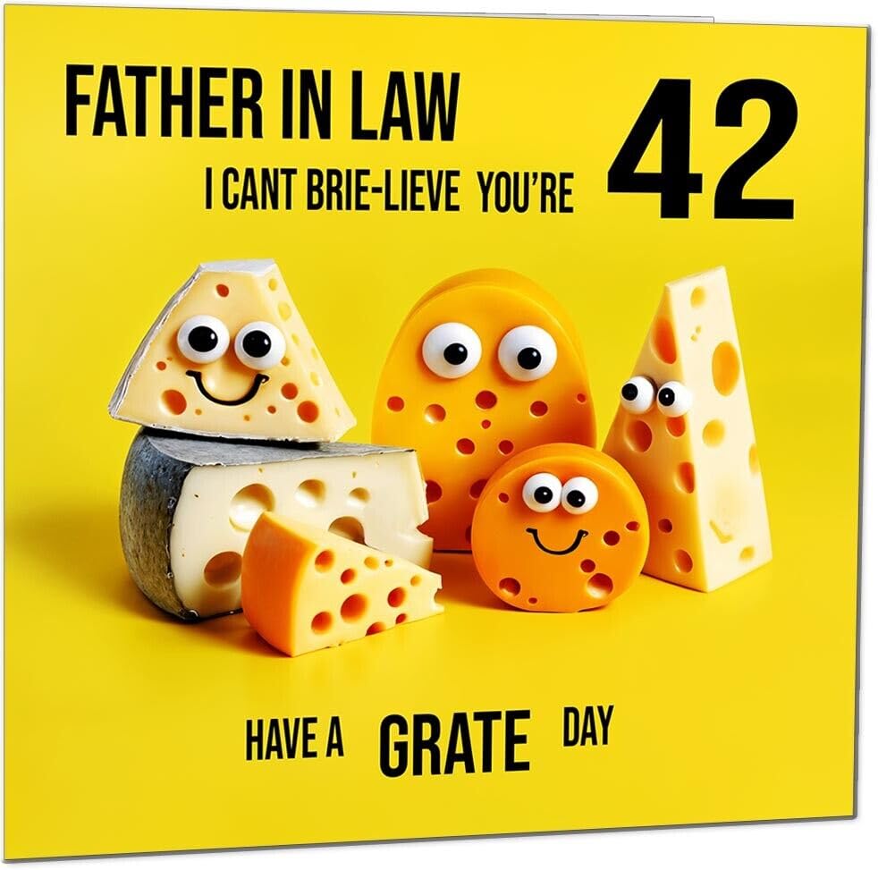 Father in Law funny Birthday Card - Cheese Pun Funny Father in Laws