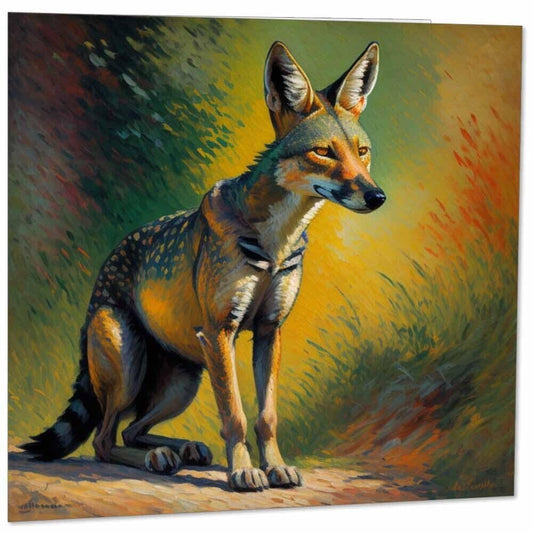 Jackal Greeting Card Animal Impressionism Art 145mm x 145mm