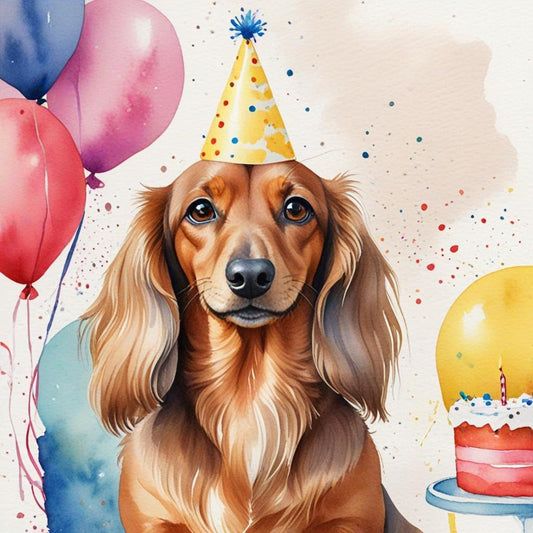 Dachshund Birthday Card - Dog Birthday party Card - 145 x 145mm