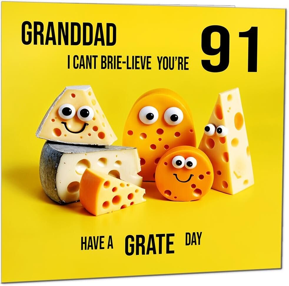 funny Birthday Card for Granddad - Cheese Pun Funny Granddad