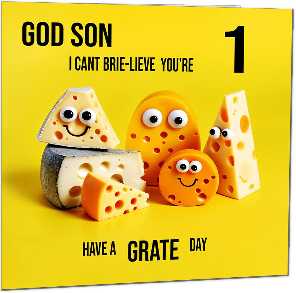 God Son Birthday Card - Cheese Pun Funny God Son's