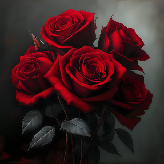 Red Roses Greeting Card Gothic - Any Occasion 145 x 145mm