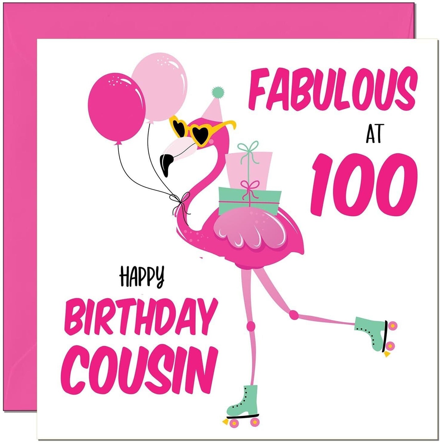 Cousin Birthday Card - Fabulous Flamingo - Ladies Womens Pink Cute Cousins