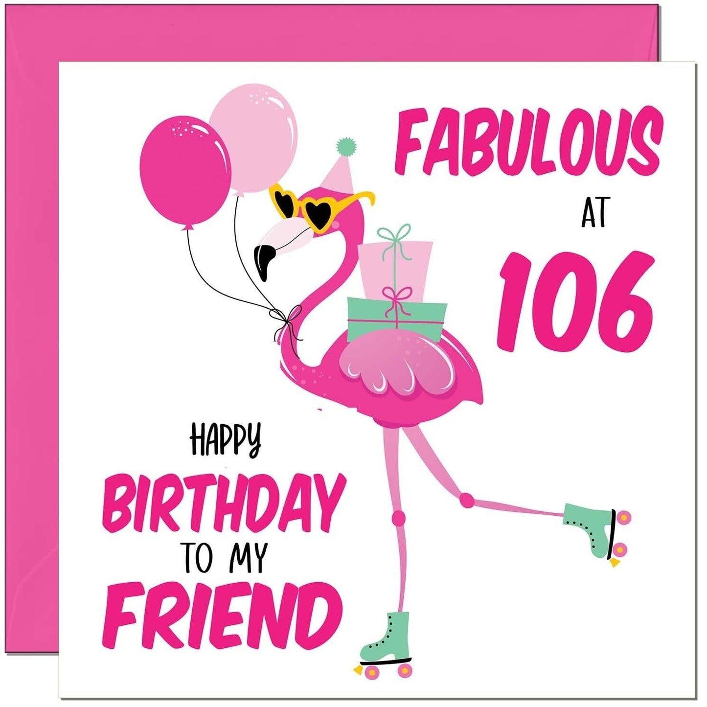 Womens Birthday Card for Friend - Fabulous Flamingo - Ladies Pink Cute Friend