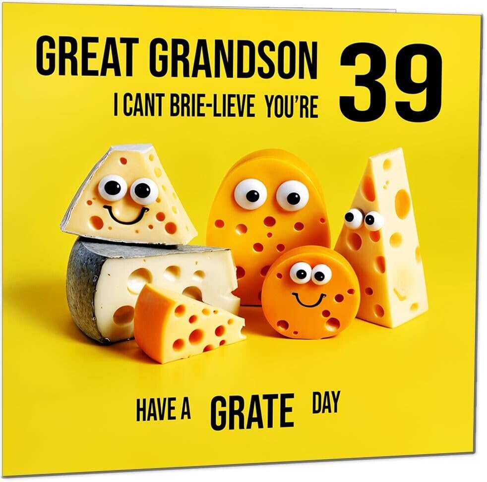 Great Grandson Birthday Card - Cheese Pun Funny Great Grandson