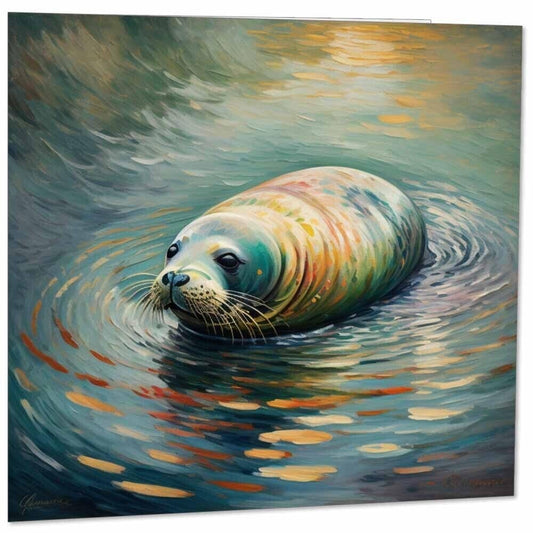 Walrus Greeting Card Animal Impressionism Art 145mm x 145mm