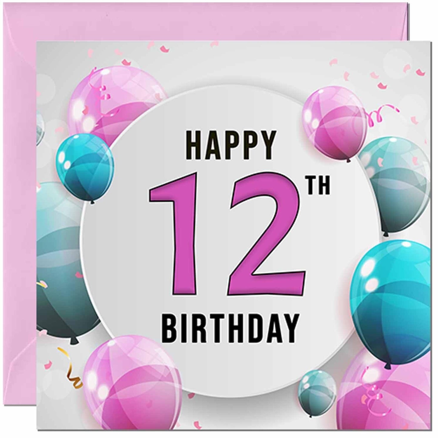 Birthday Card for women - Pink Turquoise Balloon Number