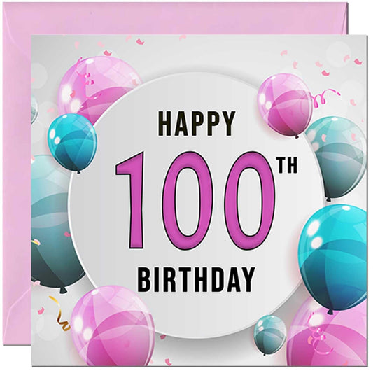 Birthday Card for women - Pink Turquoise Balloon Number