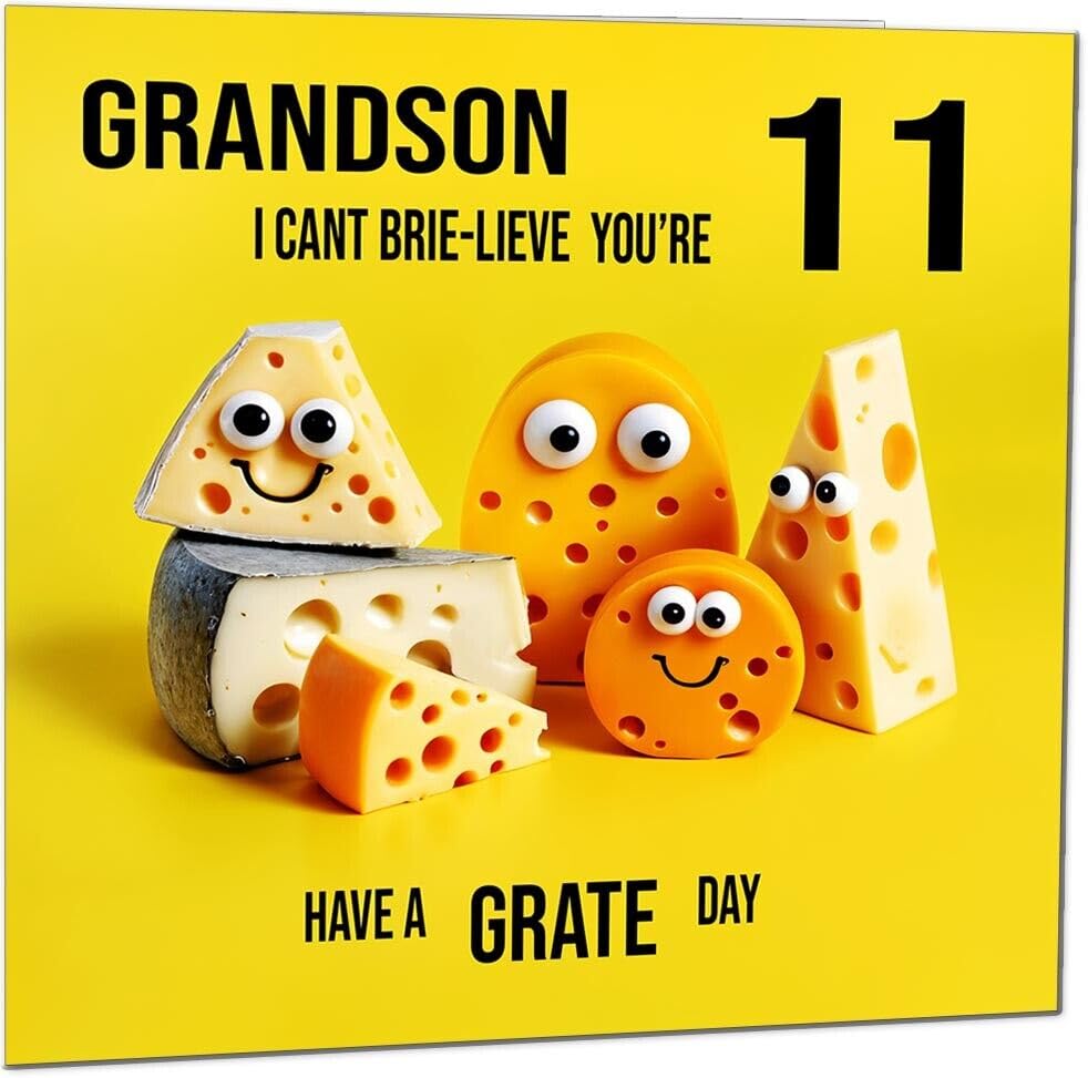 Grandson Birthday Card - Cheese Pun Funny Grandsons