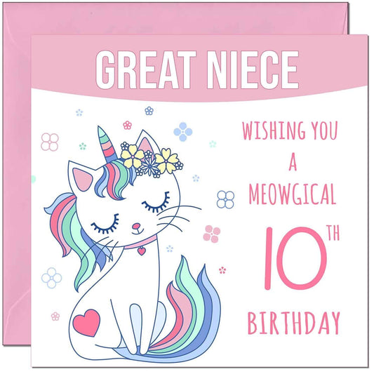 Great Niece Birthday Card - Meowgical Funny Cat