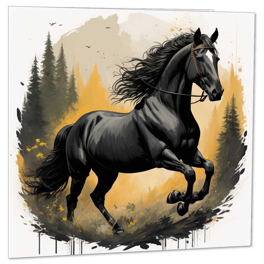 Watercolour Horse Greeting Card Horse birthday card - 145 x 145mm