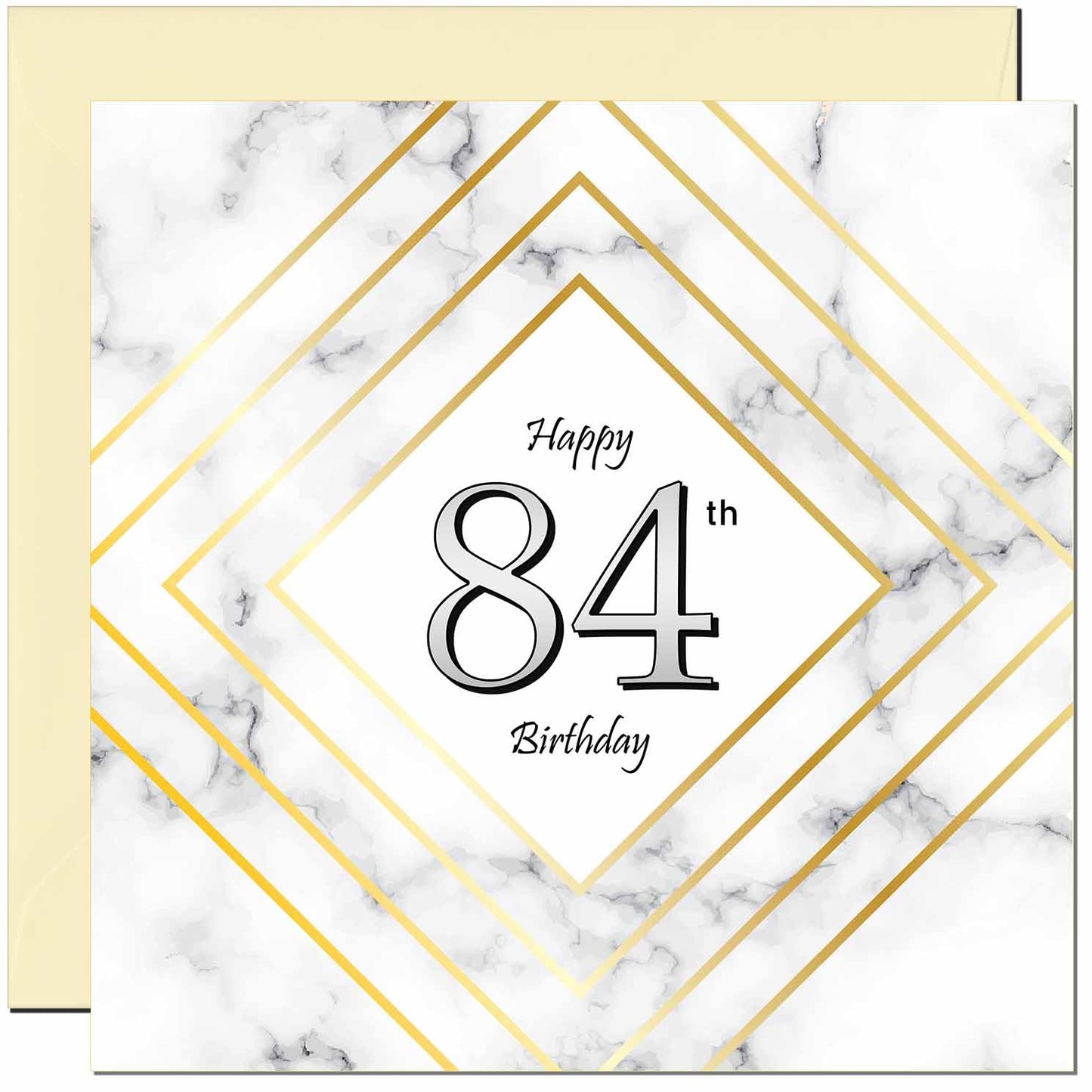 Birthday Card for Men Women - White Marble Gold - Birthday Cards for 59 year old Man FIfty Nine, Fifty Ninth Dad Grandad Grandpa Uncle Bday Gift Nan Mum Aunt