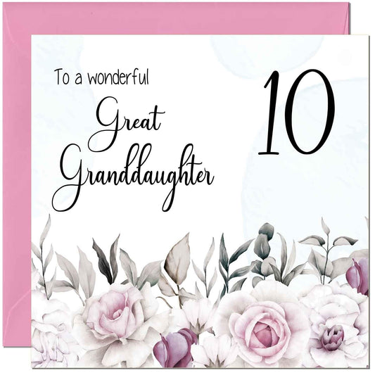Great Granddaughters Birthday Card - Floral Elegant