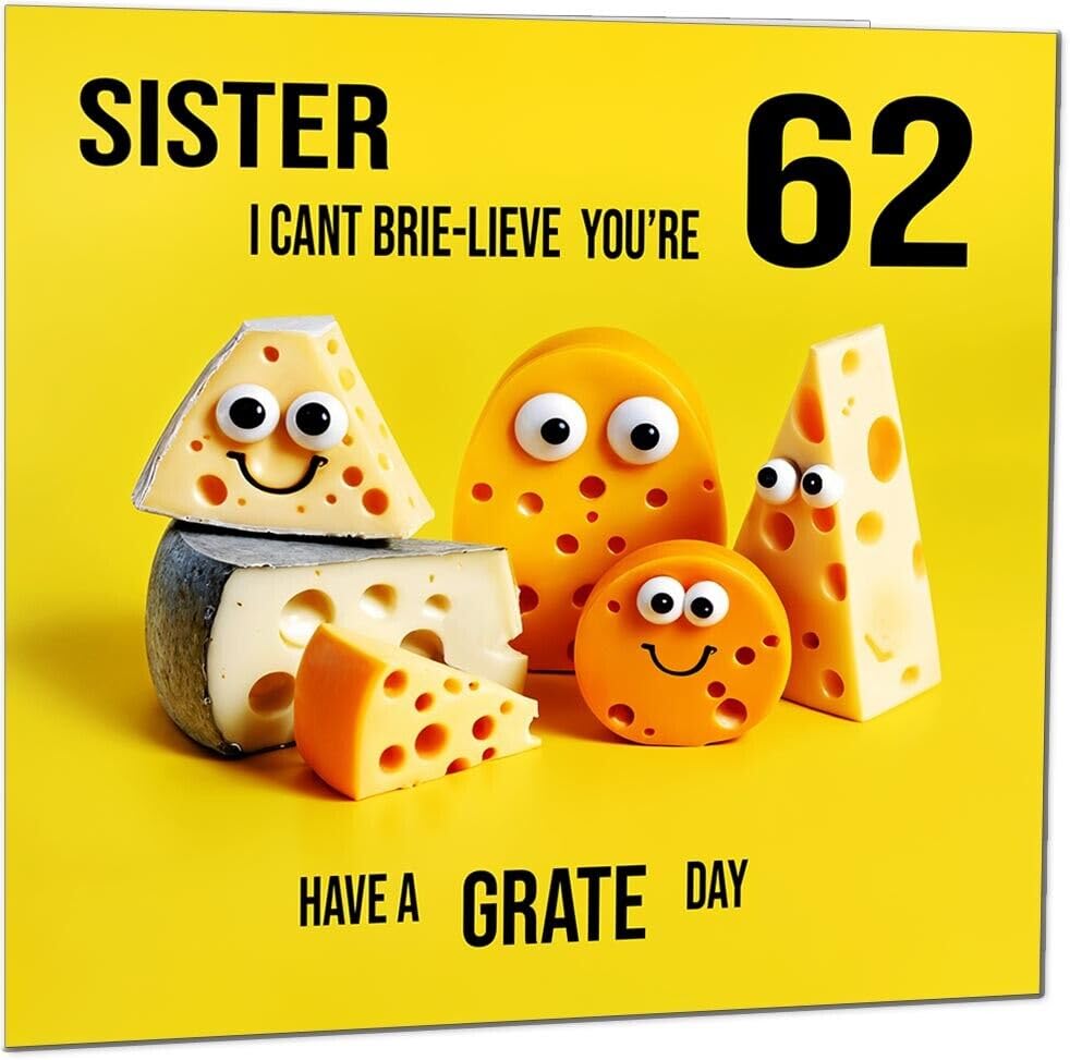 Sister Birthday Card - Cheese Pun Funny Sisters