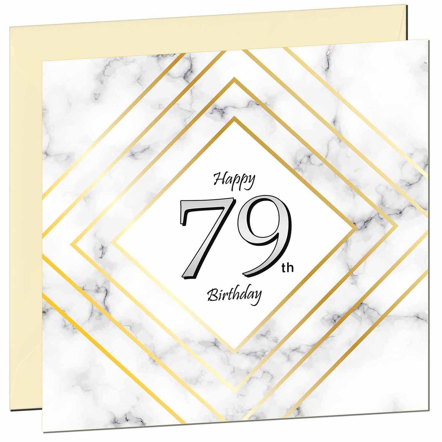 Birthday Card for Men Women - White Marble Gold - Birthday Cards for 59 year old Man FIfty Nine, Fifty Ninth Dad Grandad Grandpa Uncle Bday Gift Nan Mum Aunt