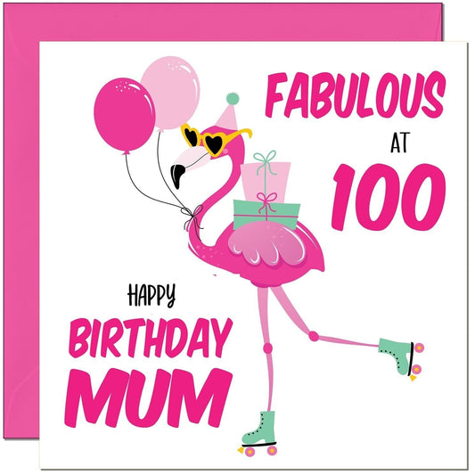 Mum Birthday Card - Fabulous Flamingo - Mom Womens Pink Cute Mum Mothers
