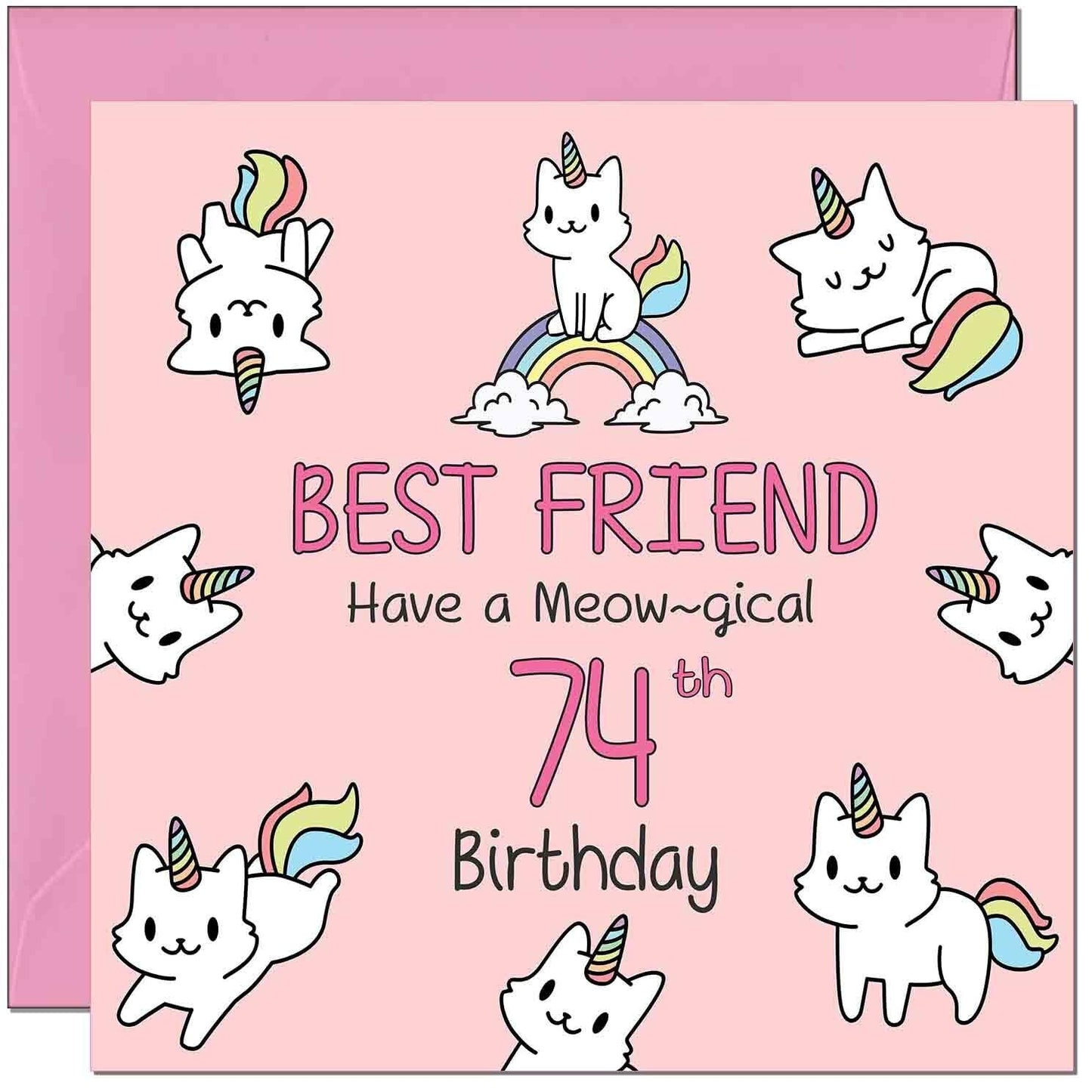 Best Friend Birthday Card - Funny Cat Cute Girls Womens
