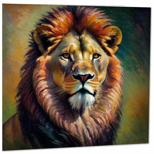 Lion Greeting Card - Impressionist Art 145mm x 145mm