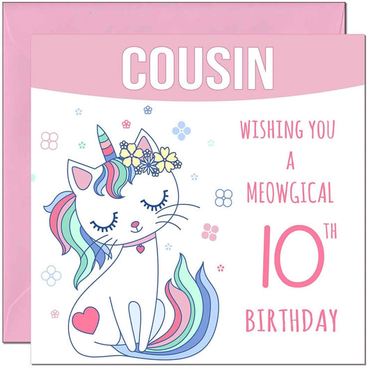Cousin Birthday Card - Meowgical Funny Cat