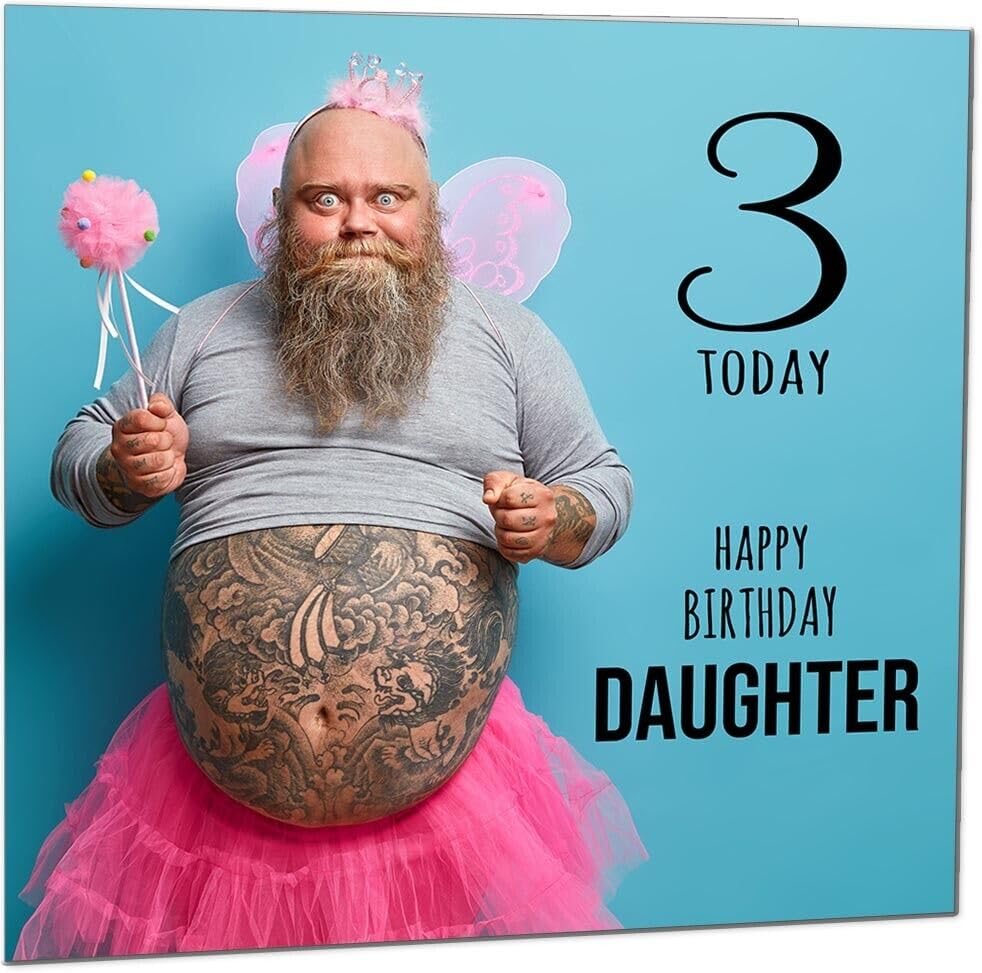 Daughter Funny Birthday Card - Bearded Man Joke Funny Daughters