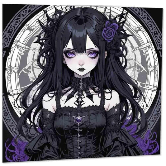 Gothic Anime Witch Greeting Card - Cute Goth Girl Birthday Card 145mm x 145mm