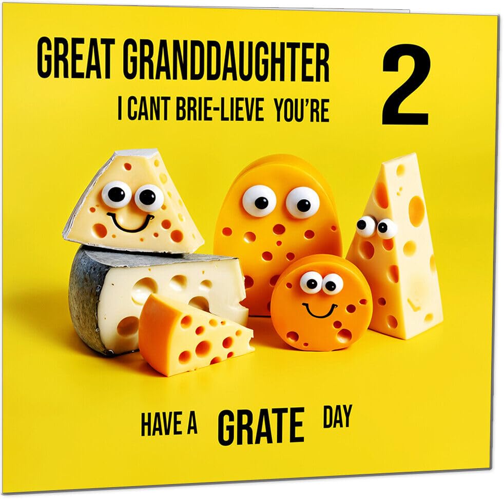 Great Granddaughter Birthday Card - Cheese Pun Funny Great Granddaughers