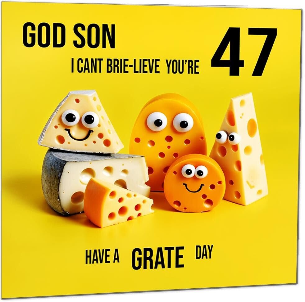 God Son Birthday Card - Cheese Pun Funny God Son's