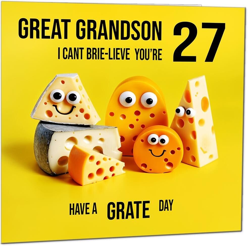 Great Grandson Birthday Card - Cheese Pun Funny Great Grandson