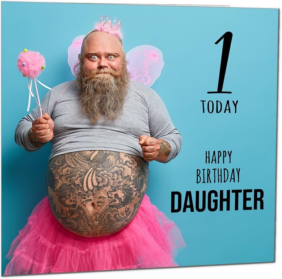 Daughter Funny Birthday Card - Bearded Man Joke Funny Daughters