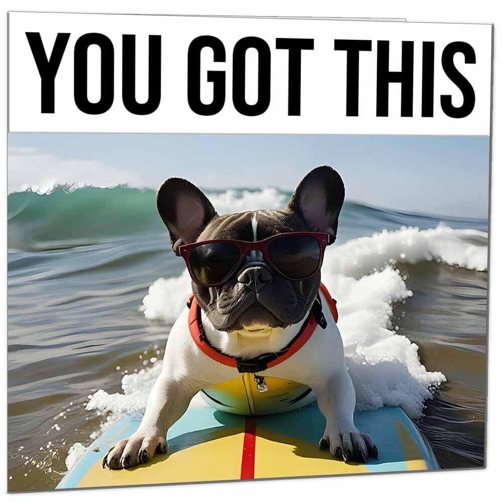 Good Luck Card Dog Surfing - Colleague Leaving Card Co Worker New Job Card