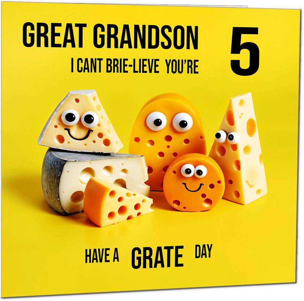Great Grandson Birthday Card - Cheese Pun Funny Great Grandson