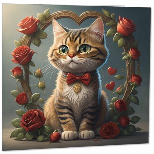 Kitty Cat Valentines Day Card 145mm x 145mm