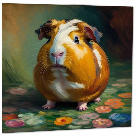 Guinea Pig Greeting Card Animal Impressionism Art 145mm x 145mm