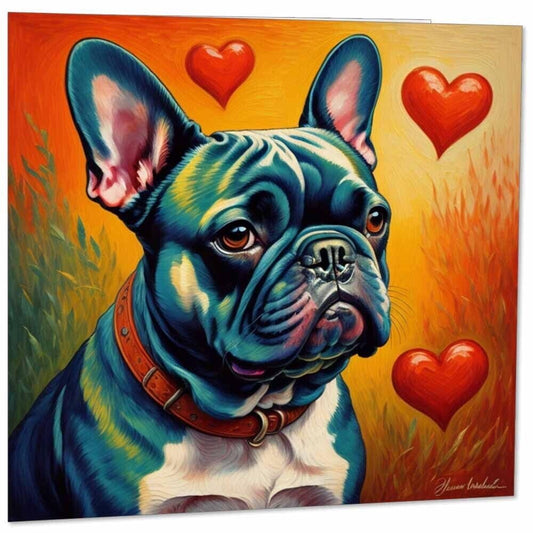 French Bulldog Greeting Card Love Heart French Bulldog Card 145mm x 145mm