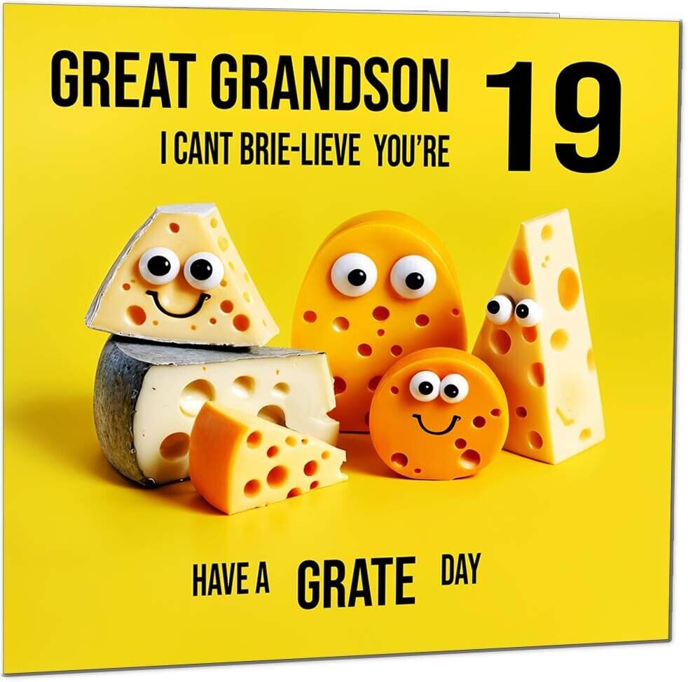 Great Grandson Birthday Card - Cheese Pun Funny Great Grandson