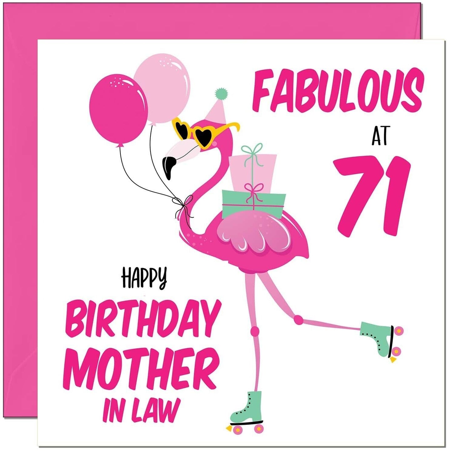 Mother In Law Birthday Card - Fabulous Flamingo - Pink Cute Mother-In-Laws