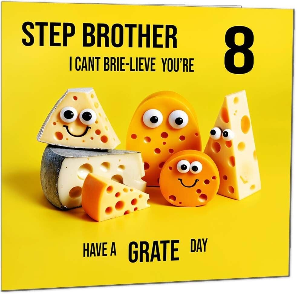 Step Brother Birthday Card - Cheese Pun Funny Step-Brothers
